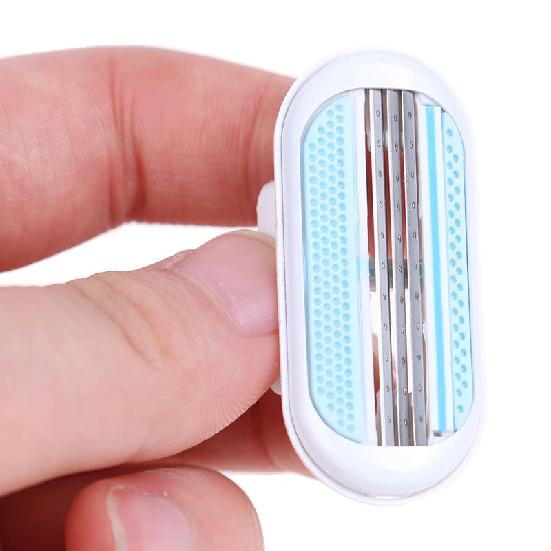 4 PCS Manual Shaving Women Razors Replaceable Blade Shaving Hair Remove Lady Safety Razor Head For 3 Layer-Blade Women's Razor Blade