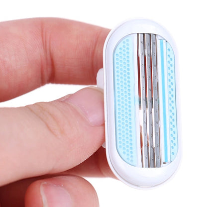 4 PCS Manual Shaving Women Razors Replaceable Blade Shaving Hair Remove Lady Safety Razor Head For 3 Layer-Blade Women's Razor Blade