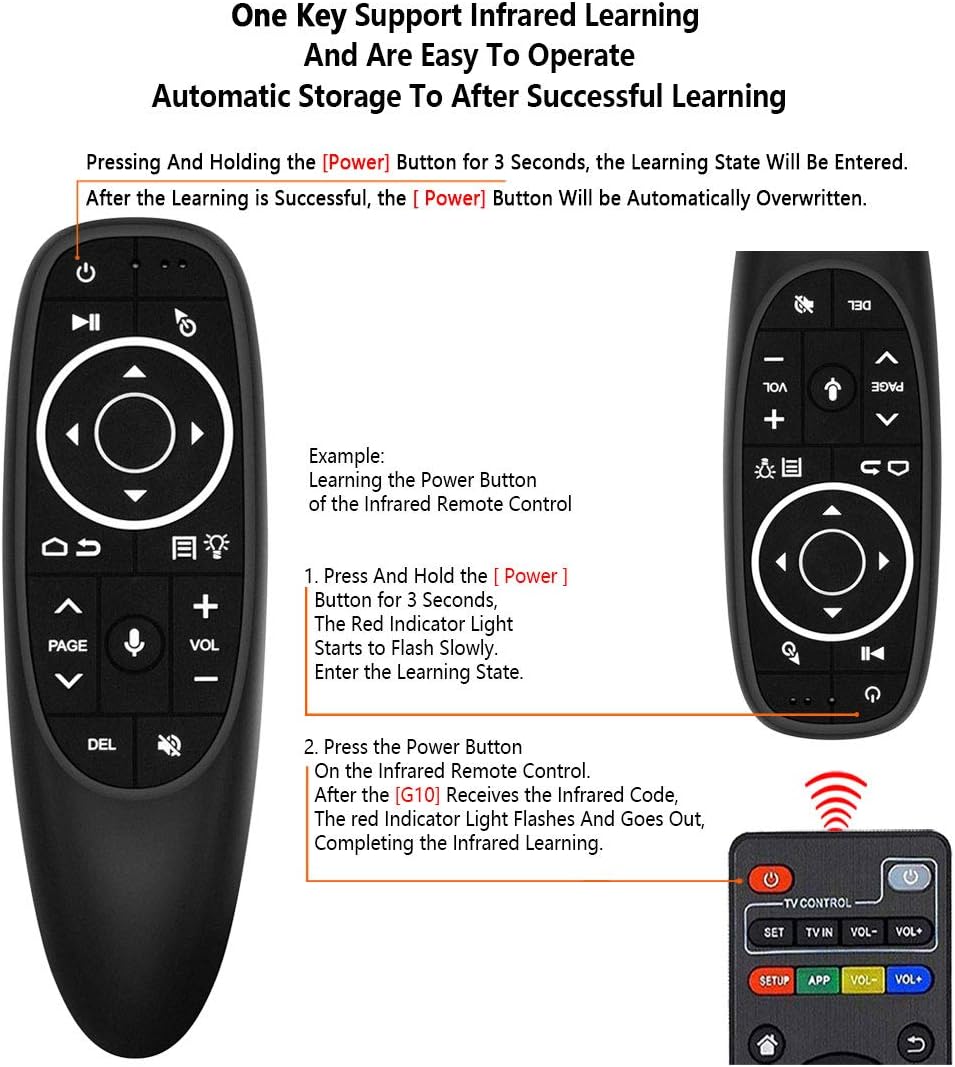 G10s Pro 2.4GHz Voice Air Remote Mouse IR Learning with Backlight Mini Fly Mouse with Voice Input for Android TV Box