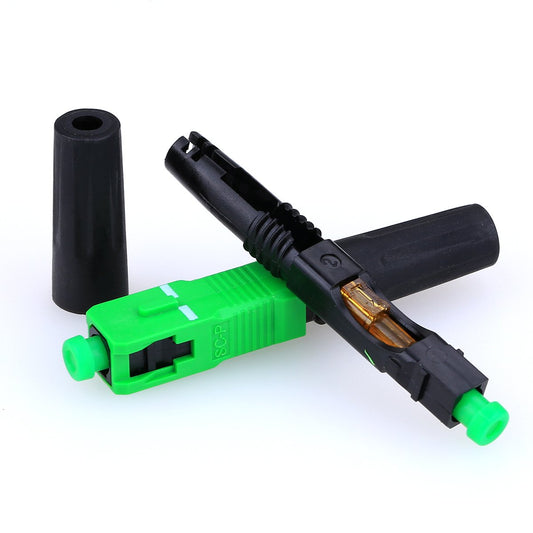 10 Pcs FTTH SC APC Single Mode Optical Fiber Cable Quick Connector Fast Adapter for CATV Network Cold Conection SC-P 12