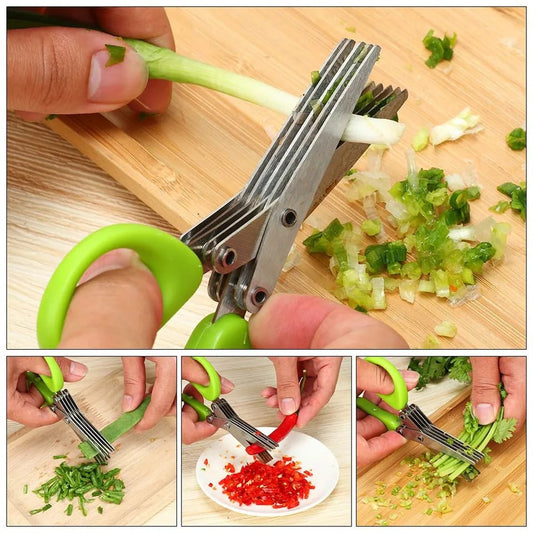 Minced 5 Layers Chopped Laver Tool Cut Spices Rosemary Cook Basil Kitchen Shredded Scissor Scallion Cutter Herb Vegetable Shear