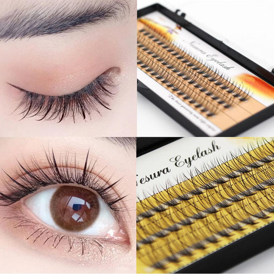 Nesura Eyelashes 10D Individual Eyelash Personal Use Eyelash Extension Natural Soft 60 Pc Russia (long 10mm , 10p , Curl C , Thick 0.01mm)