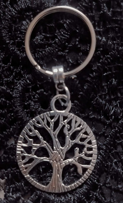 Tree of life keychain All Metal Antique Silver Family Gift Key Ring