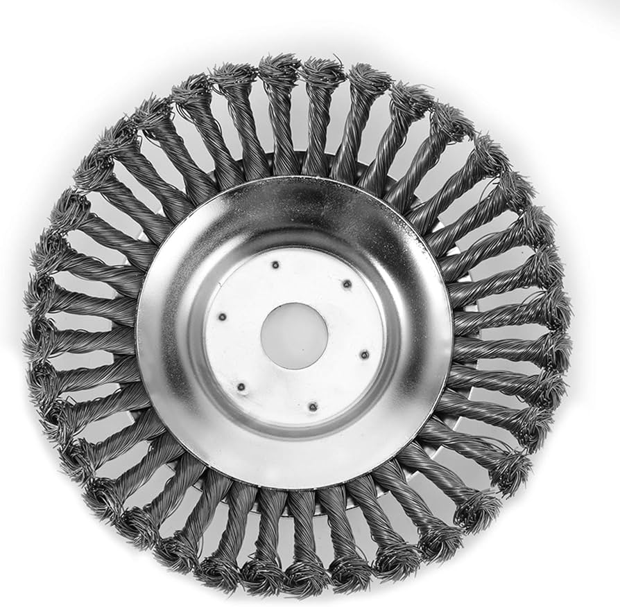 8 Inch Grass Trimmer Head Derusting & Weeding Wheel | Rust & Dust Removal Plate with Fixing Kit | Steel Wire Brush Cutter for Lawn Mower & Garden Tools