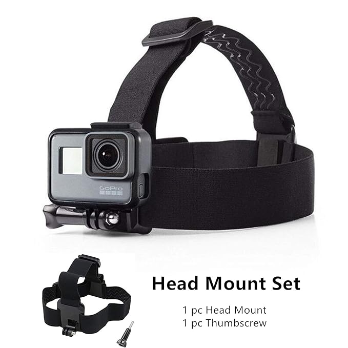 Adjustable Head Strap Mount for GoPro Hero 8/7/6/5, DJI Osmo Action Camera, Anti-Dirt, Smooth, Durable - Black