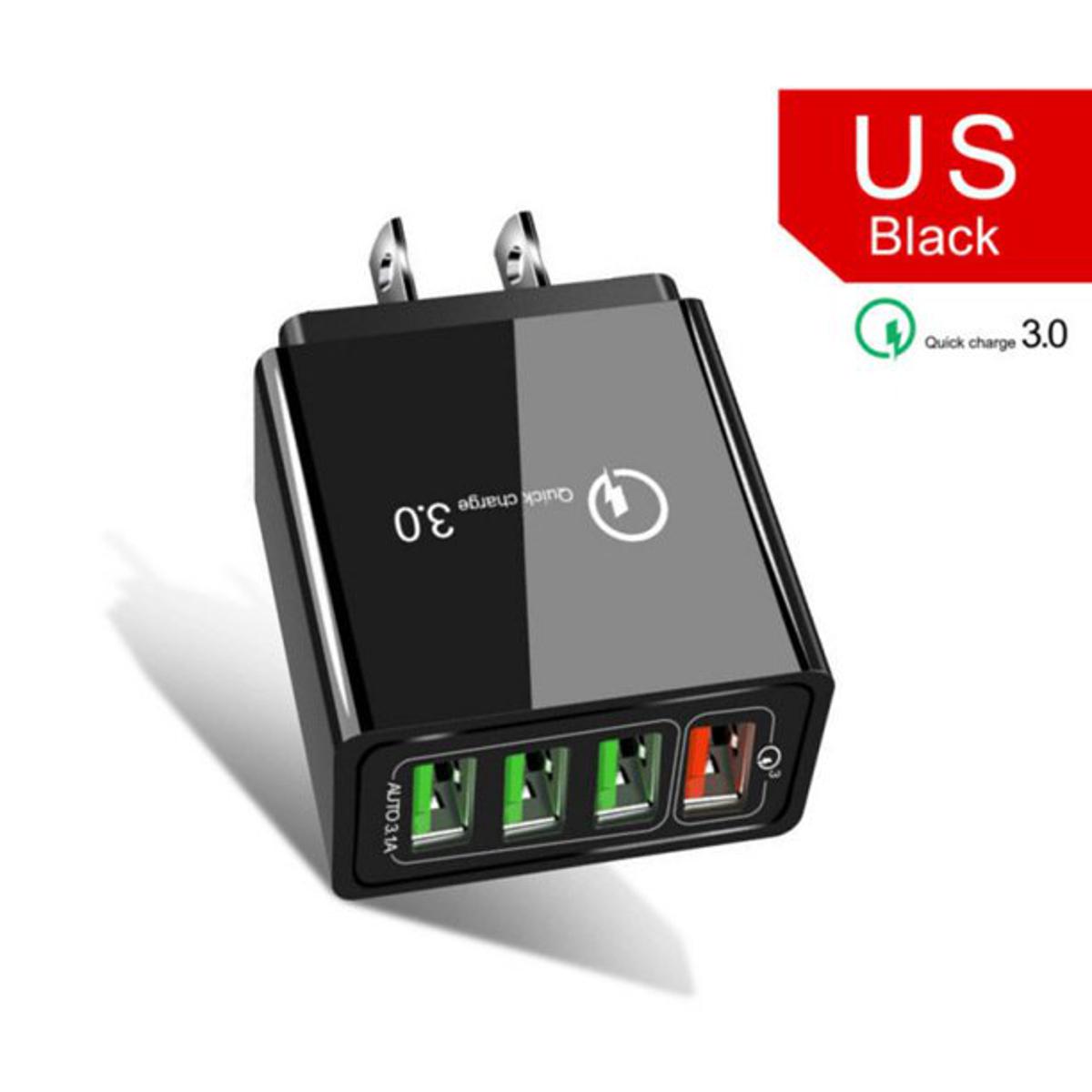 QC3.0 Fast Quick Charge 4-USB Ports Hub Wall Charger Power Adapter US Plug