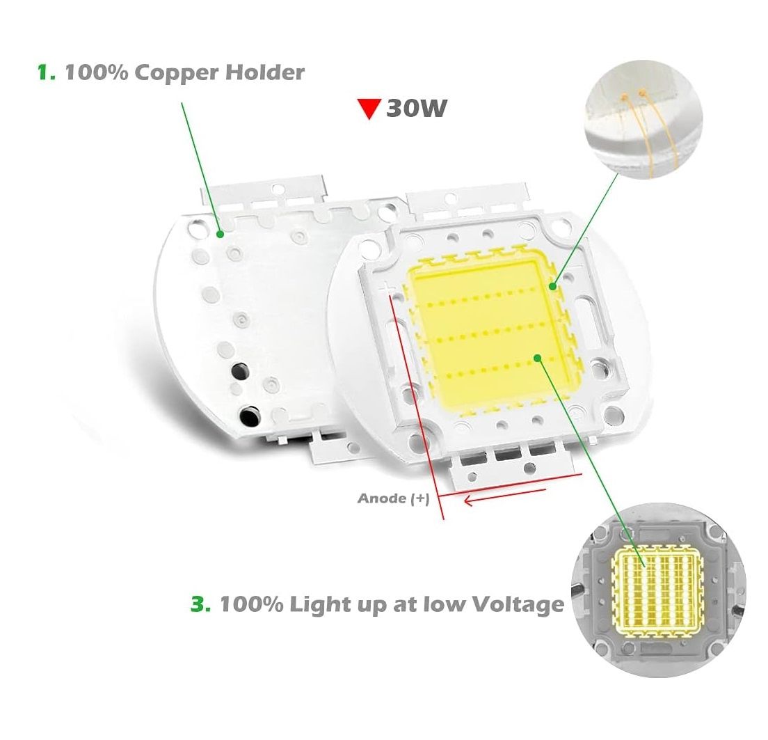 1 pcs 30W High Power White COB LED Chip 6000K–6500K | 900mA DC 30V Super Bright SMD LED for DIY Lighting