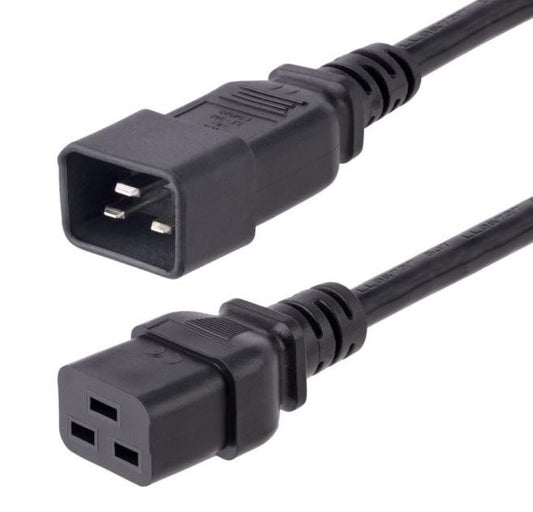2 Meter IEC C19 to C20 Heavy Duty Power Extension Cable 16A 250V | 14AWG Heavy Gauge Extension Cord | Server, UPS & PDU Power Cord