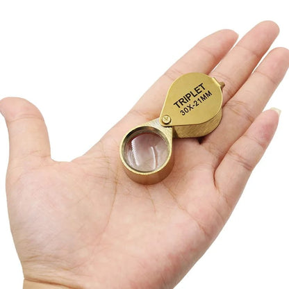 30X Jewelry Magnifying Glass Pocket Magnifier Jewelers Eye Tool Folding Loupe Glass Lens Triplet Glasses Diamond Stamp A1