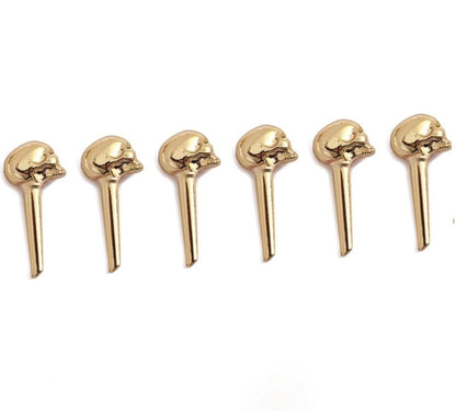 Acoustic Guitar Parts Set 6 Pcs Of Guitar Skull Saddle Brass Nut Pins Golden