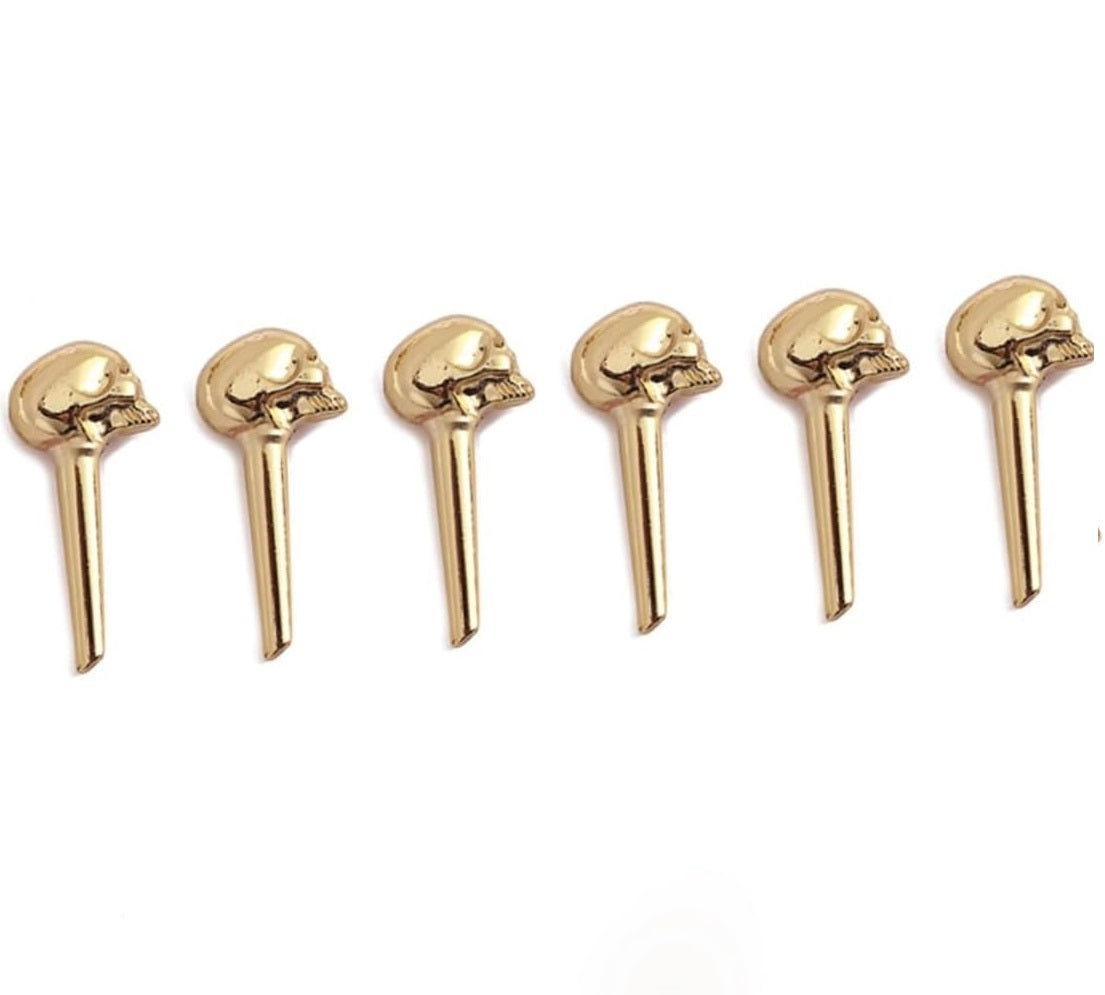 Acoustic Guitar Parts Set 6 Pcs Of Guitar Skull Saddle Brass Nut Pins Golden