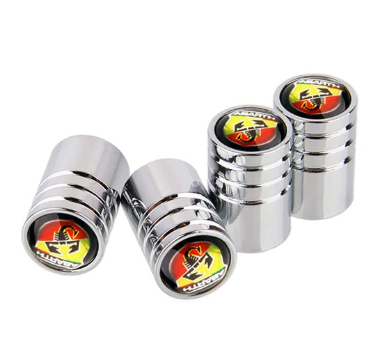 4 Pcs Stainless Steel Car Tire Valve for Abarth Logo Car Vehicle Wheel Tyre Valves customize modified car.