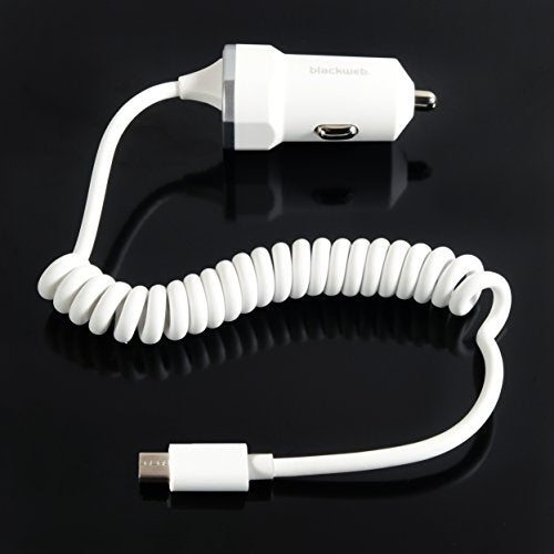 Car Charger With Coiled Micro-Usb Cable, 3.1 Amp input DC 12v 24v out put DC 5v 3.1Amp Coil Cable 30CM Micro USB FIX Cable  1 USB Extra Port