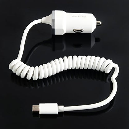 Car Charger With Coiled Micro-Usb Cable, 3.1 Amp input DC 12v 24v out put DC 5v 3.1Amp Coil Cable 30CM Micro USB FIX Cable  1 USB Extra Port