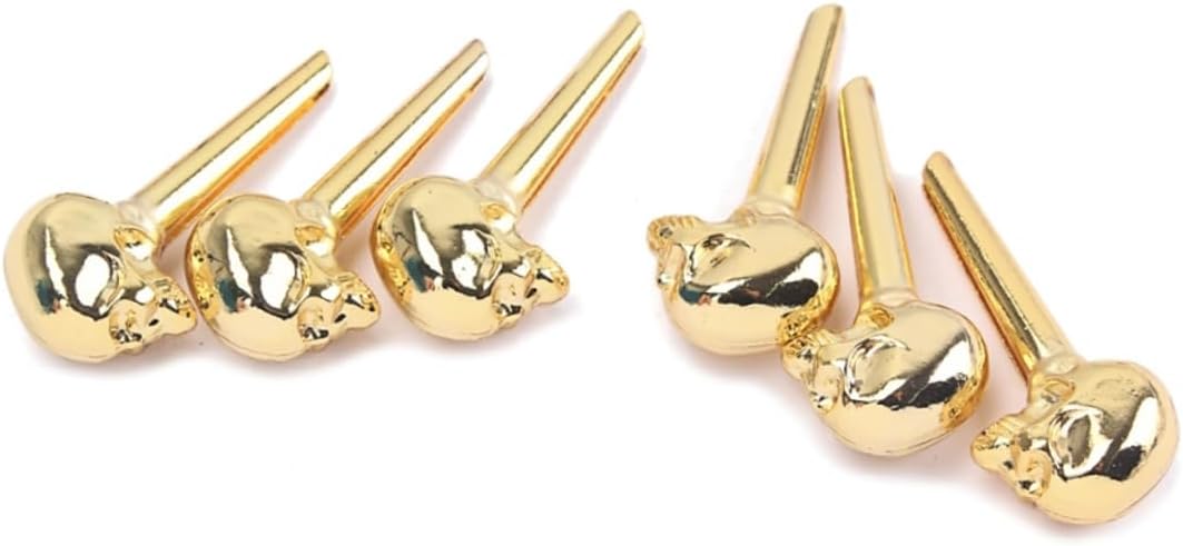 Acoustic Guitar Parts Set 6 Pcs Of Guitar Skull Saddle Brass Nut Pins Golden