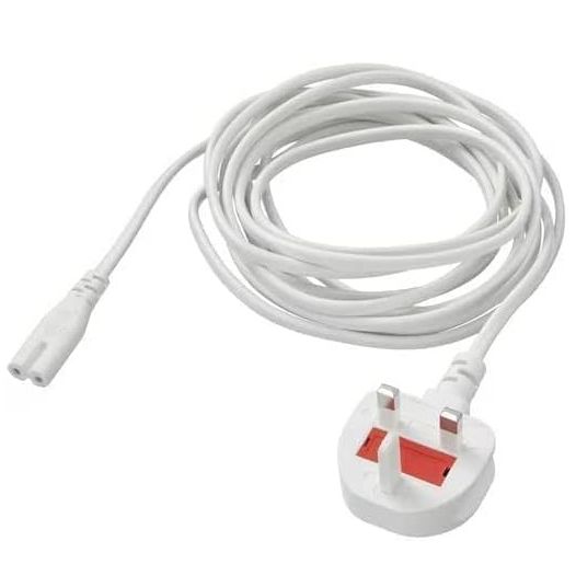 2 Pin Mains Cable IEC C7 UK Plug – 3 Meter White Power Cable for TV, Printer, Laptop Charger, PS4, PS5 & Xbox