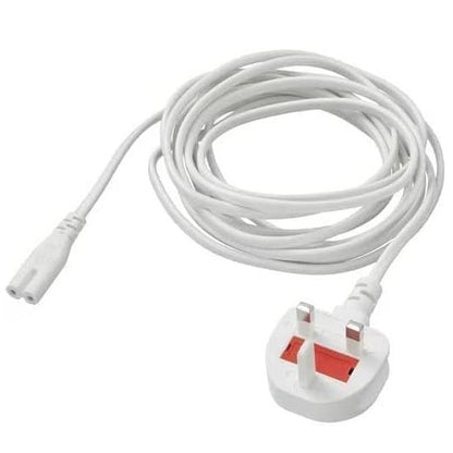 2 Pin Mains Cable IEC C7 UK Plug – 3 Meter White Power Cable for TV, Printer, Laptop Charger, PS4, PS5 & Xbox