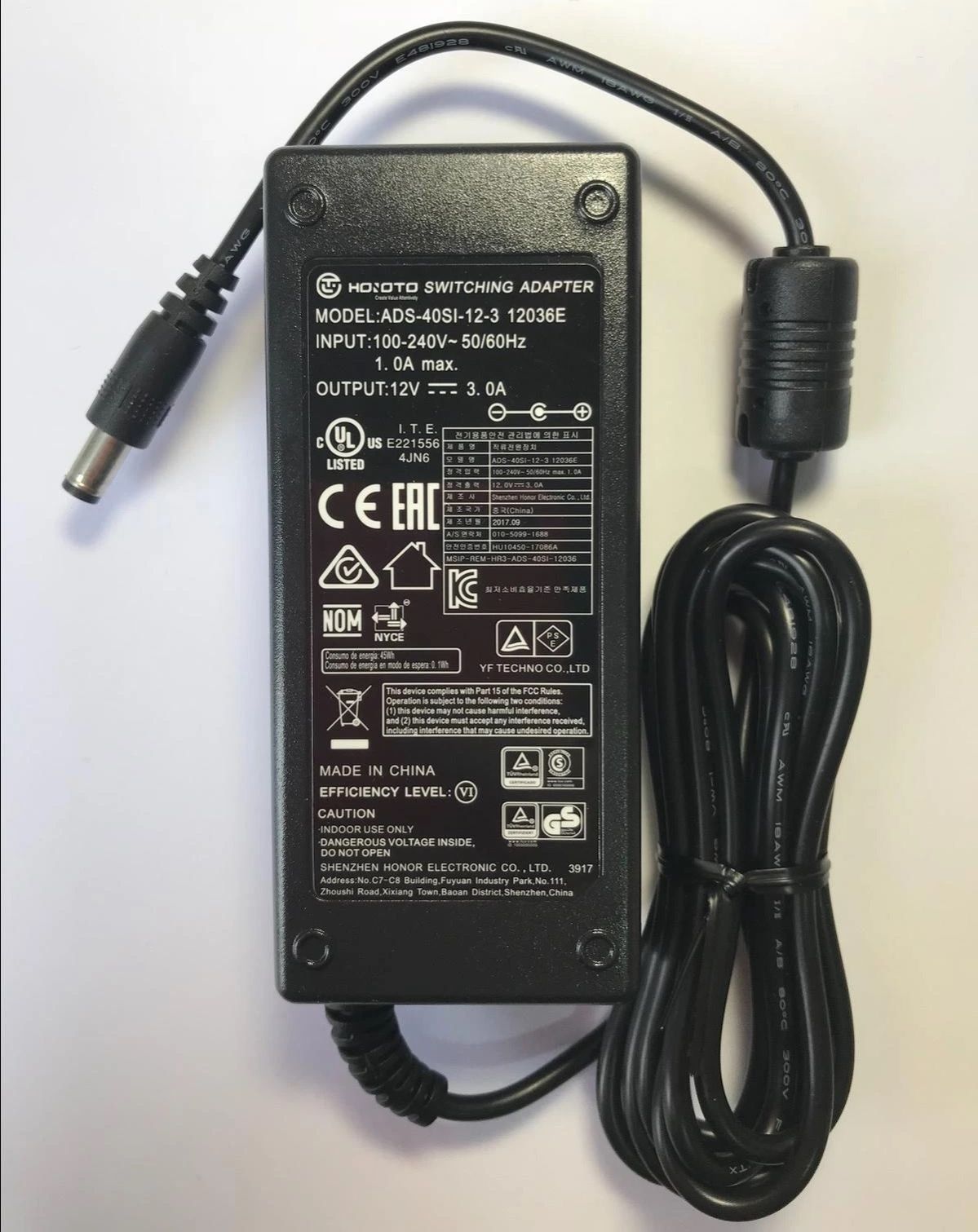 12V 3A 36W New Genuine HOIOTO AC DC Adapter 5.5×2.1mm For Lcd Monitor Power Supply Charger Cctv Camera Led Fan Battery DVR NVR All 12v etc 12V 3.0A ADS-40SI-12-3 12036E 12.0V Switching Adapter Power Supply 12036 Energy Saving A One Long Life Hi Quality Pr