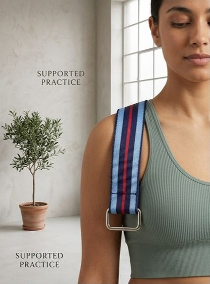 Yoga Stretch Belt 100cm x 3cm – Premium Quality Yoga Strap with Metal Buckle – Adjustable Exercise Stretching Belt for Yoga, Fitness & Flexibility Training