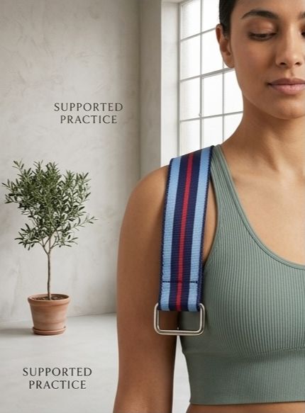 Yoga Stretch Belt 100cm x 3cm – Premium Quality Yoga Strap with Metal Buckle – Adjustable Exercise Stretching Belt for Yoga, Fitness & Flexibility Training