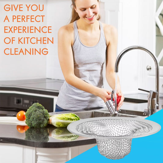 Stainless Steel Sink Strainer Mesh Drain Jali for Kitchen & Bathroom | Hair Catcher Basket | High Quality Long Life Drain Cover (2.8 Inch)