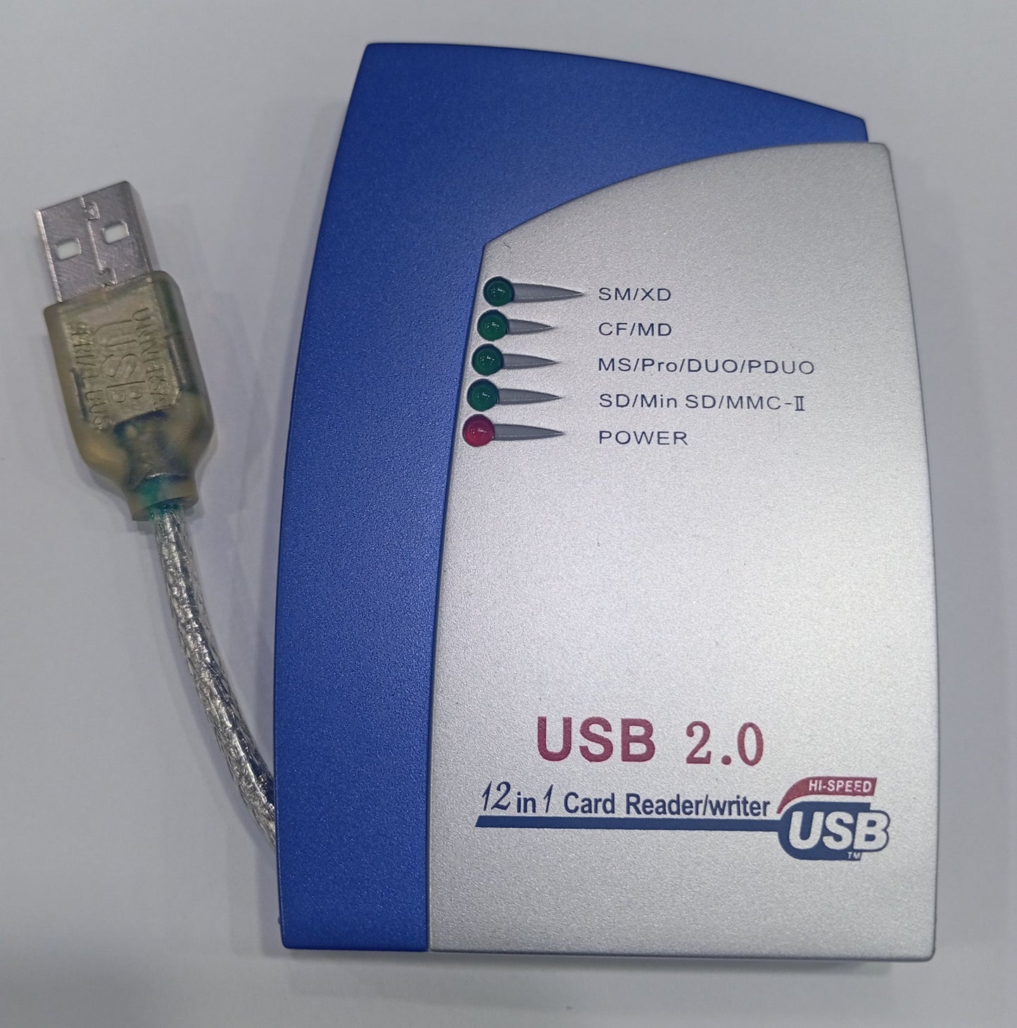 Univesal External 12-in-1 USB 2.0 Flash Memory Card Reader / Writer XD , MD , CF , MINI SD , IBM MICRODRIVE , SD  MS  MSPRO MSDUO PDUO SM MMC RSMMC pnp