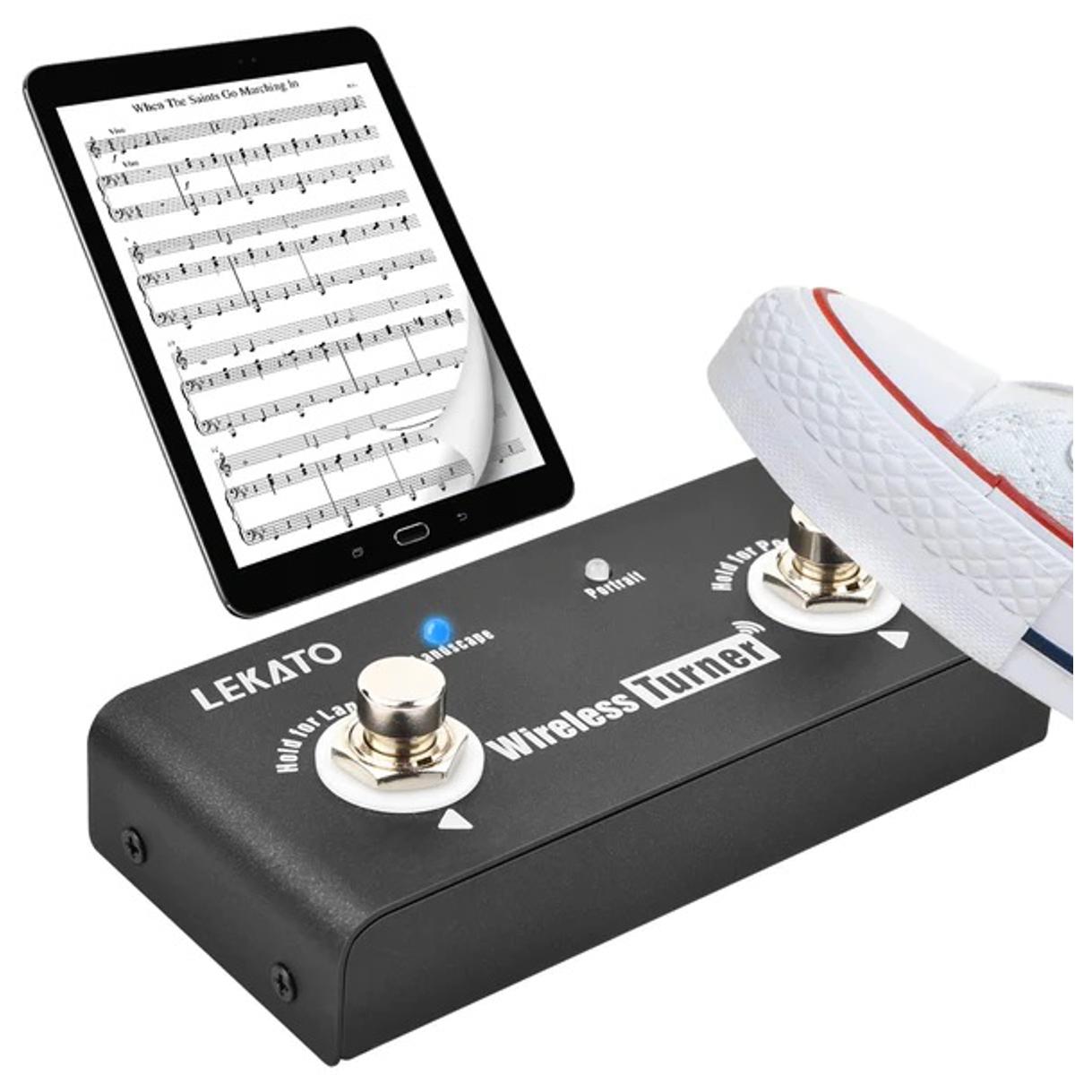 LEKATO Page Turner for Tablets(Android & IOS system above version 13.4 support) - Connected by Bluetooth for Flip Pages from Music Software - External Pedal for LEKATO Looper Pedal Tuner Switching