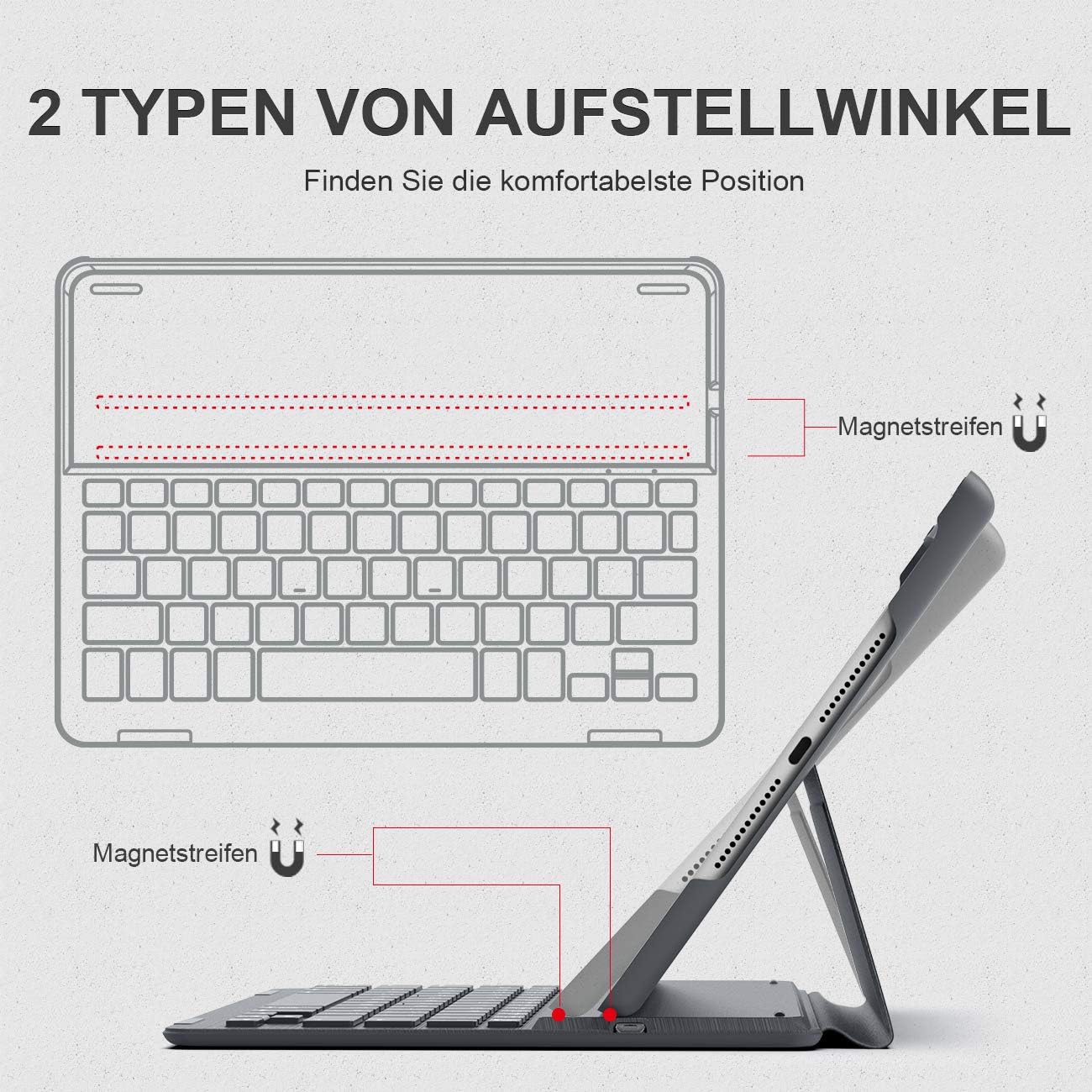 Inateck Keyboard for 10.2/10.5 inch iPads. BK2003 Wireless Keyboard Case For iPad 9.7 (2017/2018) / iPad Air (ipad Not included) - Image 3