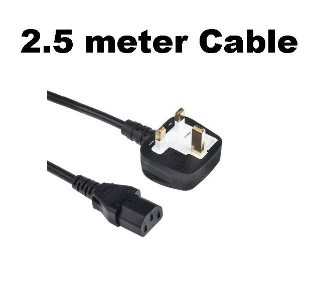 2.5 Meter 3-Pin Desktop Power Cable  Black & White – Heavy Duty Power Cord for PC, Monitor, Printer & Electronic Devices
