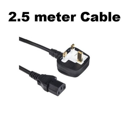 2.5 Meter 3-Pin Desktop Power Cable  Black & White – Heavy Duty Power Cord for PC, Monitor, Printer & Electronic Devices