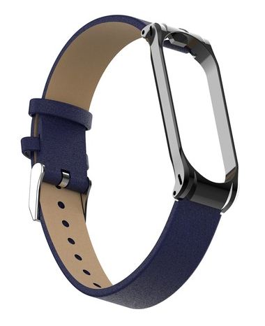 Leather Metal Frame Watch Strap for Xiaomi Mi Band 4 no wath included