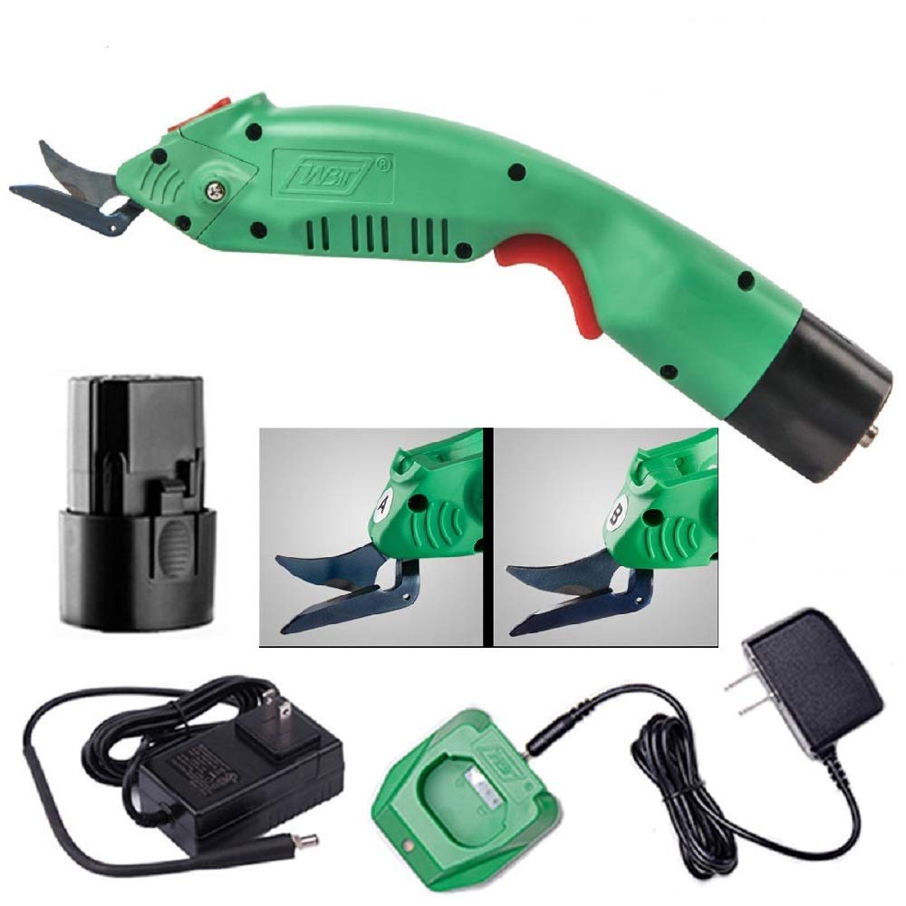 WBT-2 Cordless Electric Scissors for Cutting Fabric/Carpet/Sponge/Paperboard Fiberglass Scissor w/ 2 Blades 5000mAh Large Battery Low Noise
