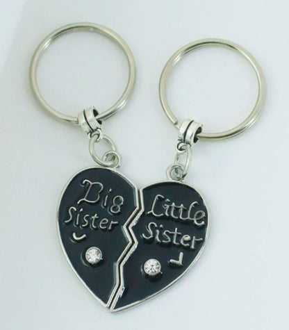 Big Sister Little Sister Love KeyRing 2 Pcs Metal keychain