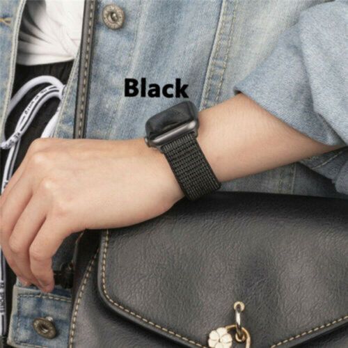 Woven Nylon Sport Loop Strap for iWatch Series 1,2,3 (42mm) Black/White Smart Watch Strap  (Black) hi Quality