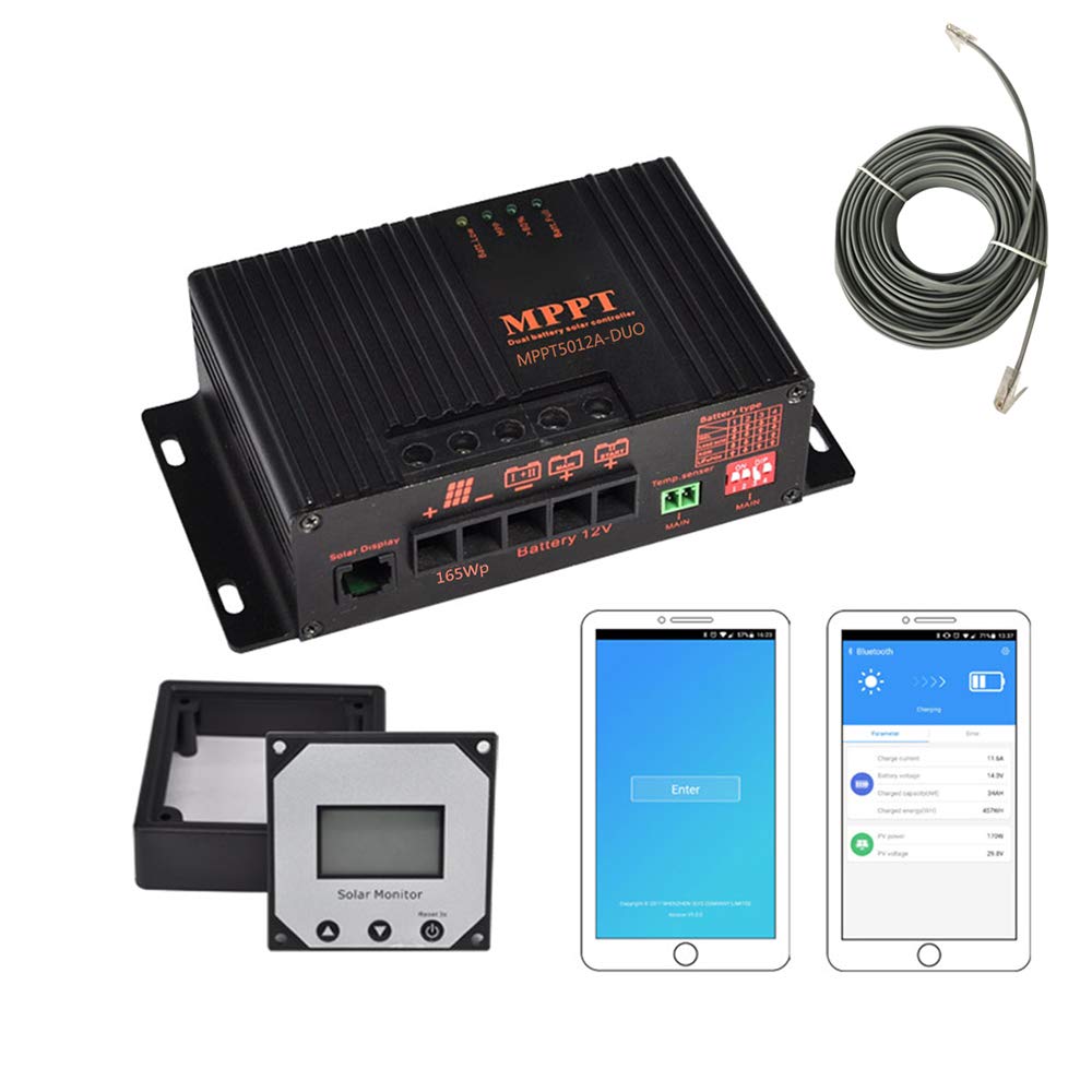 MPPT Solar Controller MPPT5025A-Duo-BT Solar Panel Dual Battery Charging Solar Controller With Bluetooth RV Pv Controller For RV
