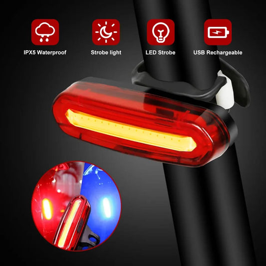 USB Rechargeable TailLight Waterproof Riding Bicycle Rear Light High Visibility 120 Lumen .15 Hour max time , Lithium battery 650 mAh - 240 Degree visible-Led USB Chargeable MTB Bike Cycling Lights Bicycle Lamp