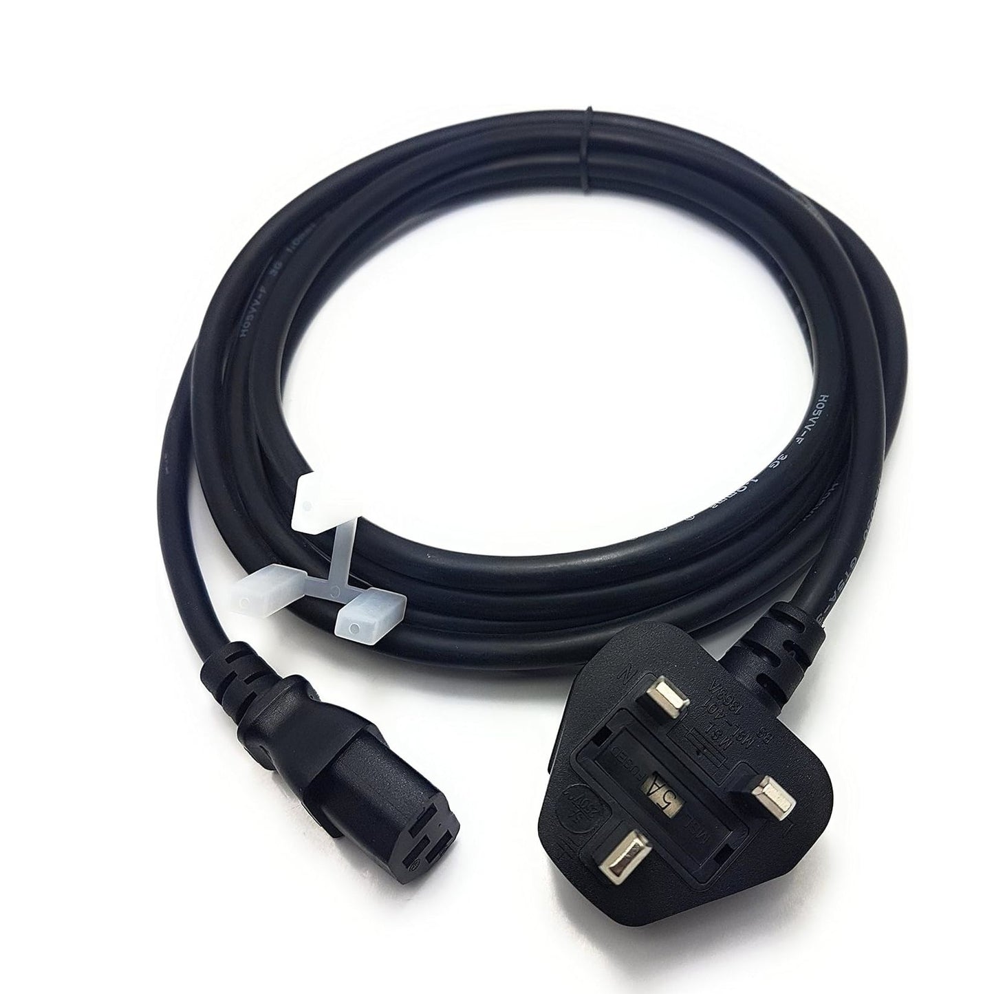 Heavy Duty 3 Meter UK 3-Pin Plug to IEC C13 Power Cable – 10A 250V High Quality Mains Lead for PC, Monitor, Printer & Electronics