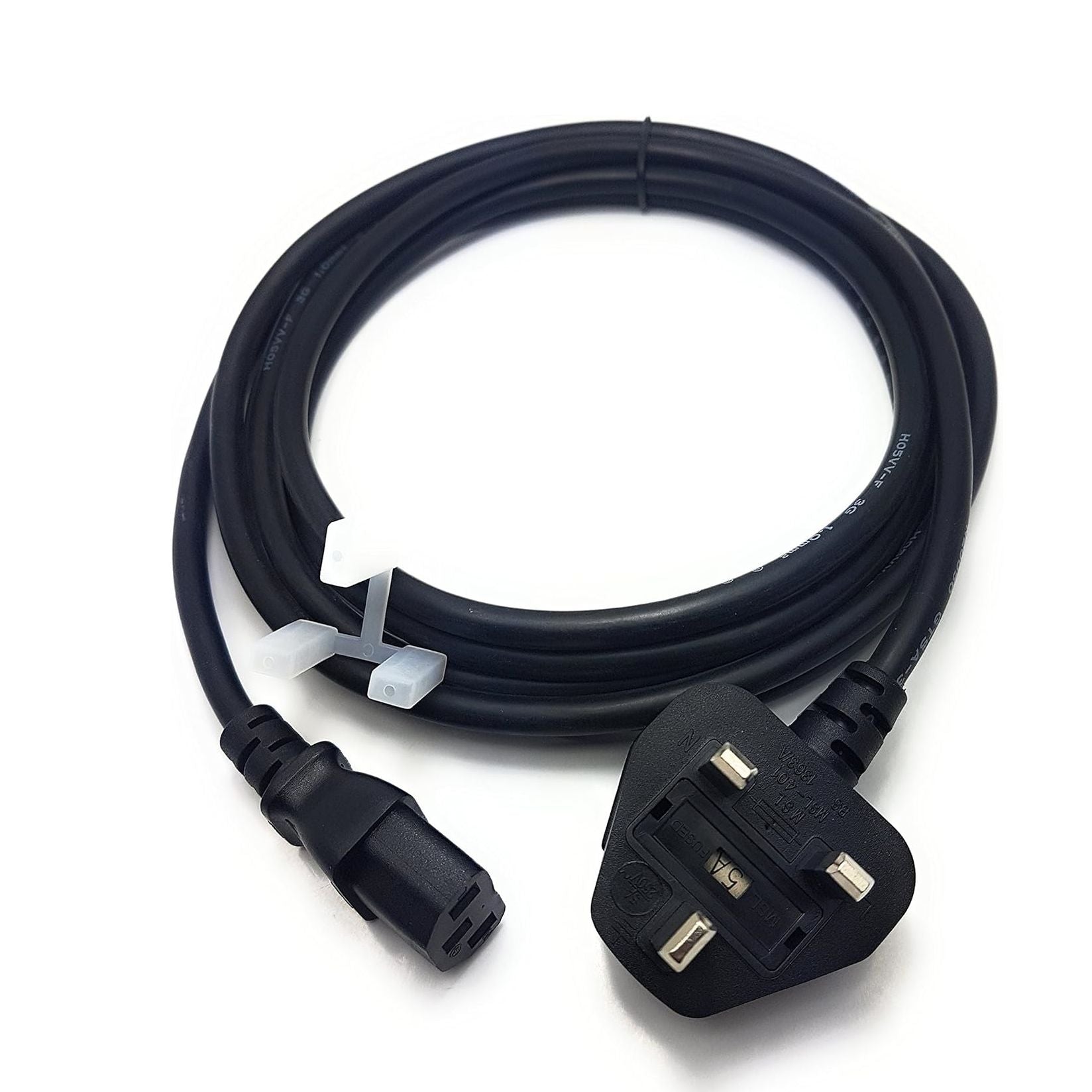 Heavy Duty 3 Meter UK 3-Pin Plug to IEC C13 Power Cable – 10A 250V High Quality Mains Lead for PC, Monitor, Printer & Electronics