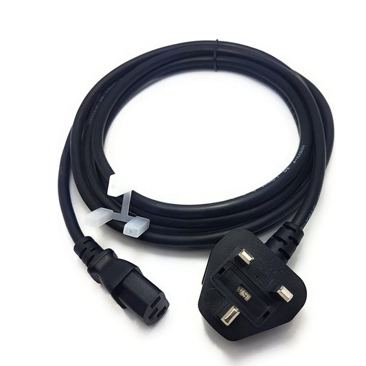 Heavy Duty 3 Meter UK 3-Pin Plug to IEC C13 Power Cable – 10A 250V High Quality Mains Lead for PC, Monitor, Printer & Electronics