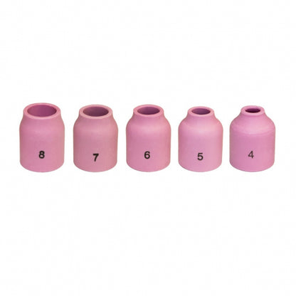 5 Pcs Gas Lens Alumina Ceramic Cup Assorted Sizes (#4-#5-#6-#7#8) 53N-series for TIG Alumina Nozzle Welding Torch