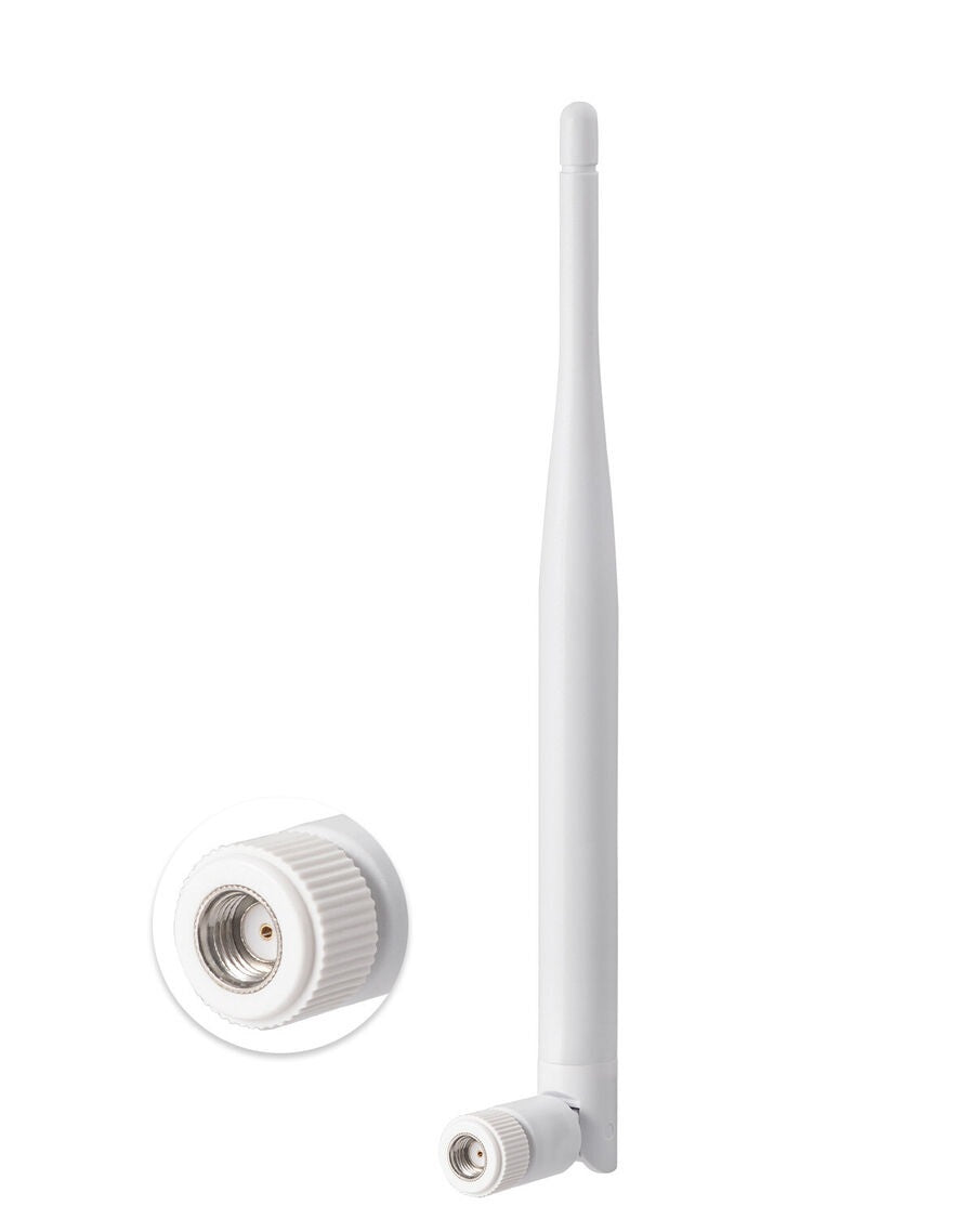 WiFi Antenna 2.4GHz 4dBi, 2.4G/5G RP-SMA-J, Wireless Router Connector Omni Dual Band Modem RP-SMA Male Ip White hi Speed 13.5 cm