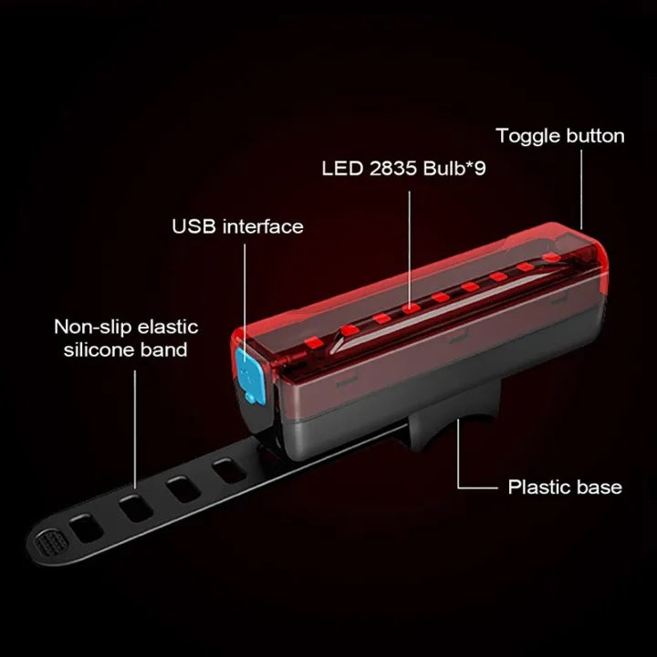 USB Rechargeable Bike Tail Light 9 LED High-Brightness, IPX5 Waterproof Rear Bicycle Light with 5 Modes, Cycle Light, Rare Light, Tail Light, Led, Back Light,  USB Charger, DC Light, Cycling, Cycle Accessories