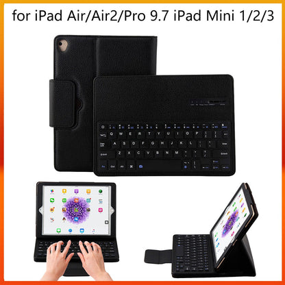 Wireless Bluetooth Keyboard Case for Pad 9.7 / Air / Air 2 / Air 3 (2019) / Pro 9.7 / Pro 10.5 (2017) / Pad 2 / 3 / 4 / Mini 1 2 3 4 5 – PU Leather Detachable Rechargeable Keyboard Cover (Tab Not Included)