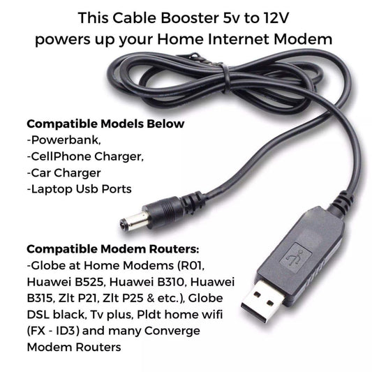 USB DC 5V To 12V Step-Up USB to Router Boost Module Converter Cable 5.5x2.1mm Male Connector for Routers