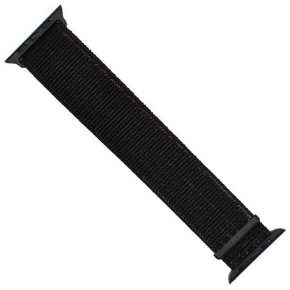 Mesh Soft Breathable Woven Nylon Sports Loop Strap Band for Appl Watch 42mm Series 1,2,3 & i Watch 44mm Series 4 ,5-jet Black