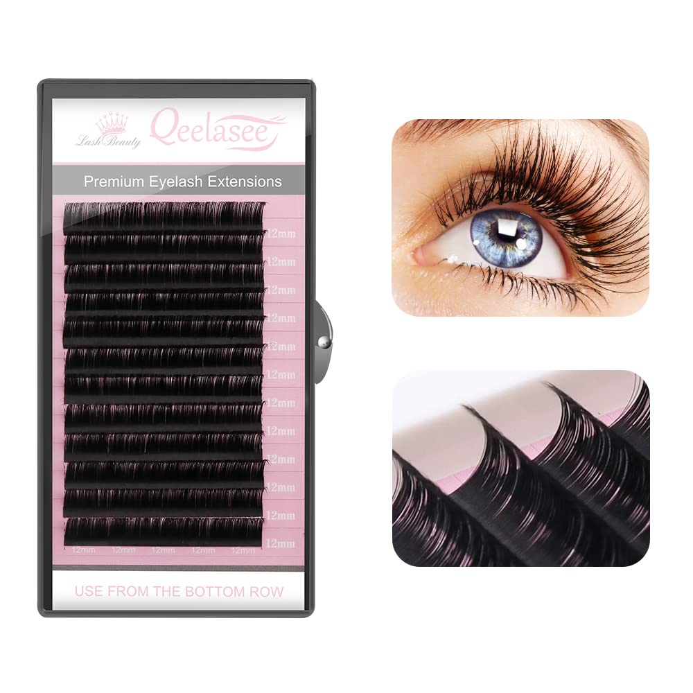 Qeelasee 0.05mm Curl D 9mm Russian Volume Mink Eyelash Extensions Soft Volume Makeup Eyelashes Premium Eye lash  Extensions