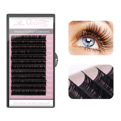 Qeelasee 0.05mm Curl D 9mm Russian Volume Mink Eyelash Extensions Soft Volume Makeup Eyelashes Premium Eye lash  Extensions