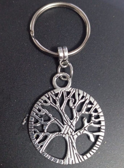 Tree of life keychain All Metal Antique Silver Family Gift Key Ring