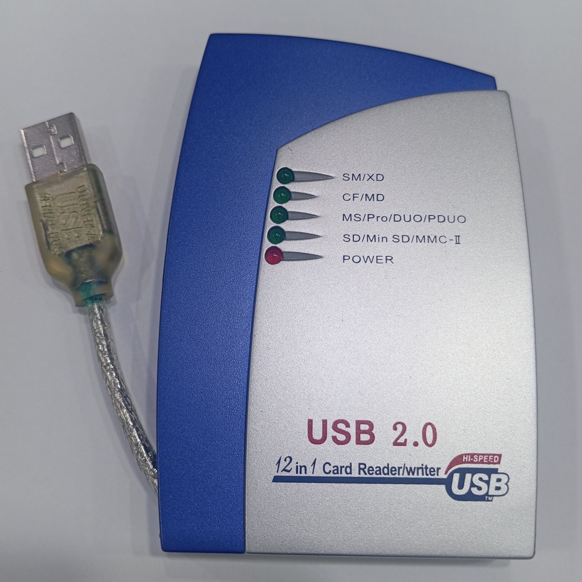 Univesal External 12-in-1 USB 2.0 Flash Memory Card Reader / Writer XD , MD , CF , MINI SD , IBM MICRODRIVE , SD  MS  MSPRO MSDUO PDUO SM MMC RSMMC pnp