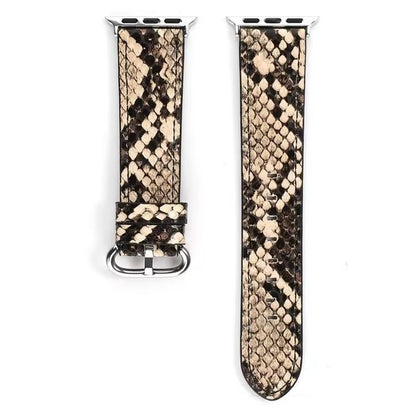 URVOI Leather band for Apple Watch series 10 9 8 7 6 SE 5 4 printing strap for iWatch 42mm-S10 38 40 41mm PU leather microfiber with python modern